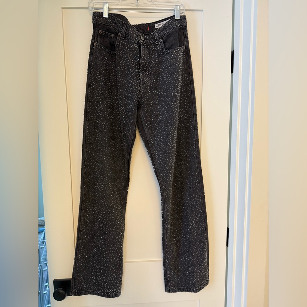 Zara Size 6 Black Bedazzled Jeans